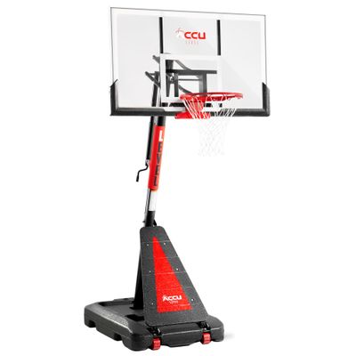 ACCU LEVEL Crank Lift Basketball Hoop Outdoor 7.5-10ft Adjustable Portable Basketball Goal for Youth and Adults 54" Angle Adjustable PC Backboard and Large Fillable Base (54 inch Backboard)