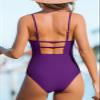 CUPSHE Women Swimsuit One Piece Bathing Suit Square Neck Cutout Back Tummy Control with Adjustable Spaghetti Straps, XS Deep Violet view 2