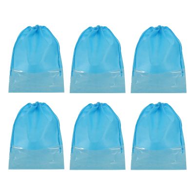 PATIKIL Drawstring Shoe Bag, 6 Pack 14 x 11 Inch Travel Shoe Bags Non-Woven Shoe Storage Bag Boots Shoes Organizer Pouch for Travel Home, Blue