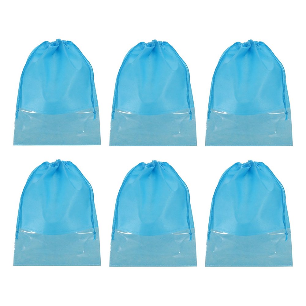 PATIKIL Drawstring Shoe Bag, 6 Pack 14 x 11 Inch Travel Shoe Bags Non-Woven Shoe Storage Bag Boots Shoes Organizer Pouch for Travel Home, Blue