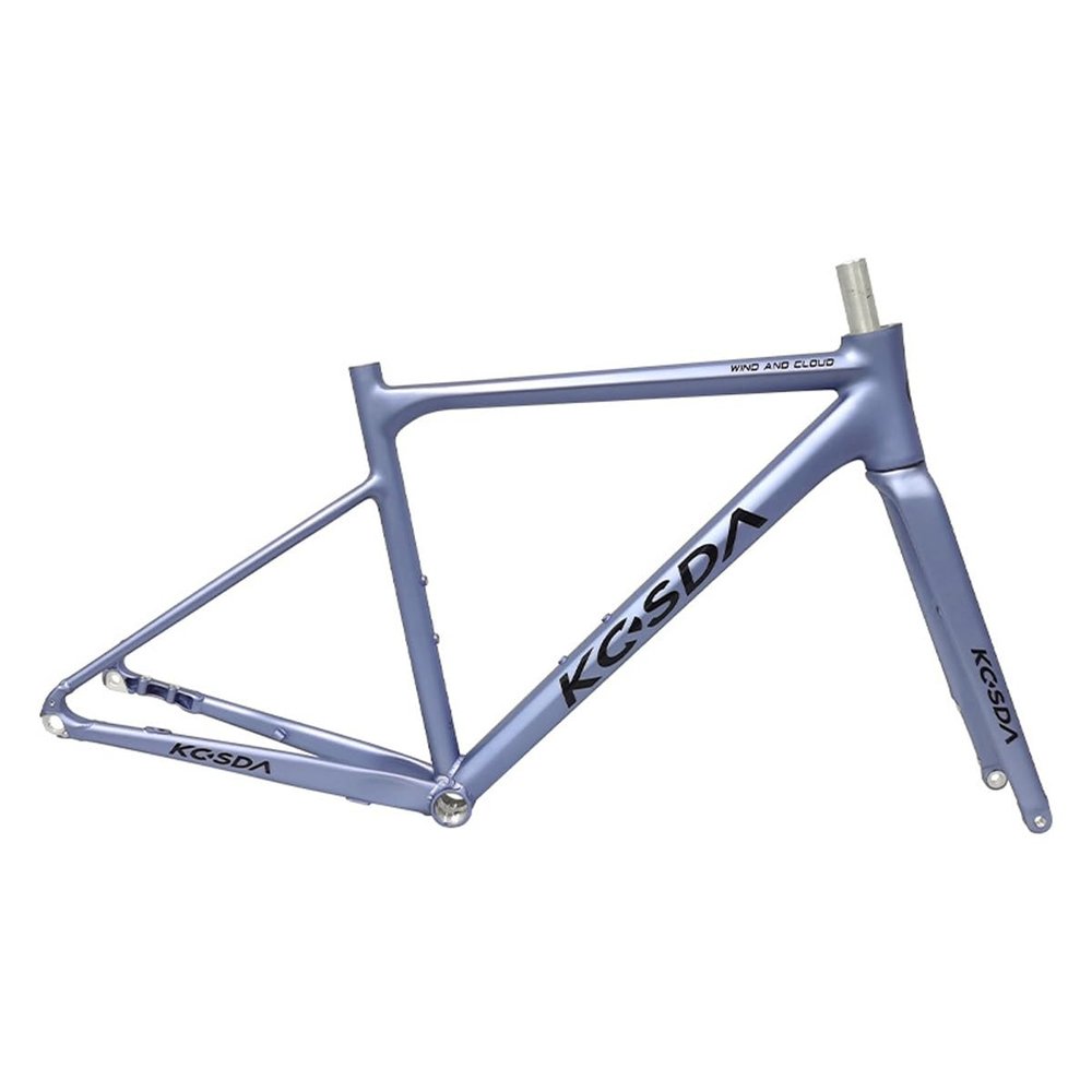 BSFHQS 700C Road Bike Frameset 47cm 50cm Aluminum Alloy Racing Bike Frame Disc Brake Frame Thru Axle Frame F12*100mm R12*142mm Wind Breaker Design(Purple,47cm)