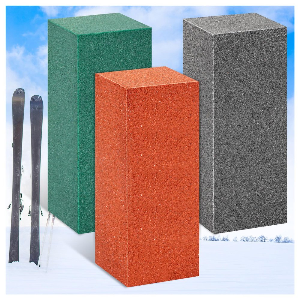 3pcs Gummy Rubber Abrasive Stone for Ski, Grinding Snowboard Gummy Stones for Snowboard Edge Tuning, Soft Ski Rubber Stone for Skis Cleaning and Rust Removing