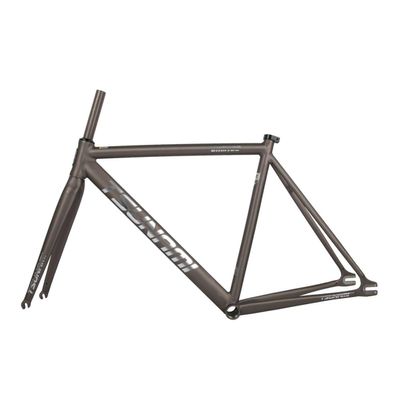 BSFHQS 700C Fixed Gear Bike Frameset 49CM 52CM 55CM 58CM Aluminum Alloy Racing Track Bike Frame C Brake Bike Frame Quick Release Frame 100/120mm QR(Titanium Gray,49cm)