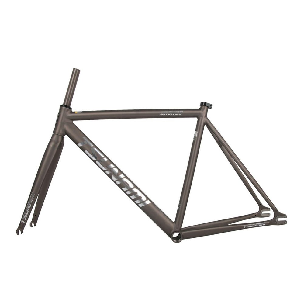 BSFHQS 700C Fixed Gear Bike Frameset 49CM 52CM 55CM 58CM Aluminum Alloy Racing Track Bike Frame C Brake Bike Frame Quick Release Frame 100/120mm QR(Titanium Gray,49cm)