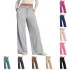 Wide Leg Sweatpants Women Casual Loose Elastic High Waisted Flared Pants Trendy Stitching Athletic Baggy Sweatpants Drawstring Joggers Sweatpants Flare Yoga Pants Wide Leg Yoga Pants with Pockets view 1