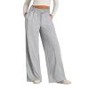 Wide Leg Sweatpants Women Casual Loose Elastic High Waisted Flared Pants Trendy Stitching Athletic Baggy Sweatpants Drawstring Joggers Sweatpants Flare Yoga Pants Wide Leg Yoga Pants with Pockets view 2