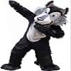 Eamior Black Wolf Mascot Cosume Adult Size for Men & Women with Built-in Fan Inside the Head view 1
