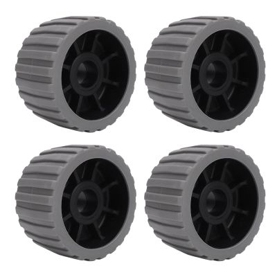HKINBAS 4PCS Fit for Trailer Wobble Rollers High Temp Resistant Poly Ribbed Wobble Roller for Boats Trailers 125 X 73 X 30mm (Gray)
