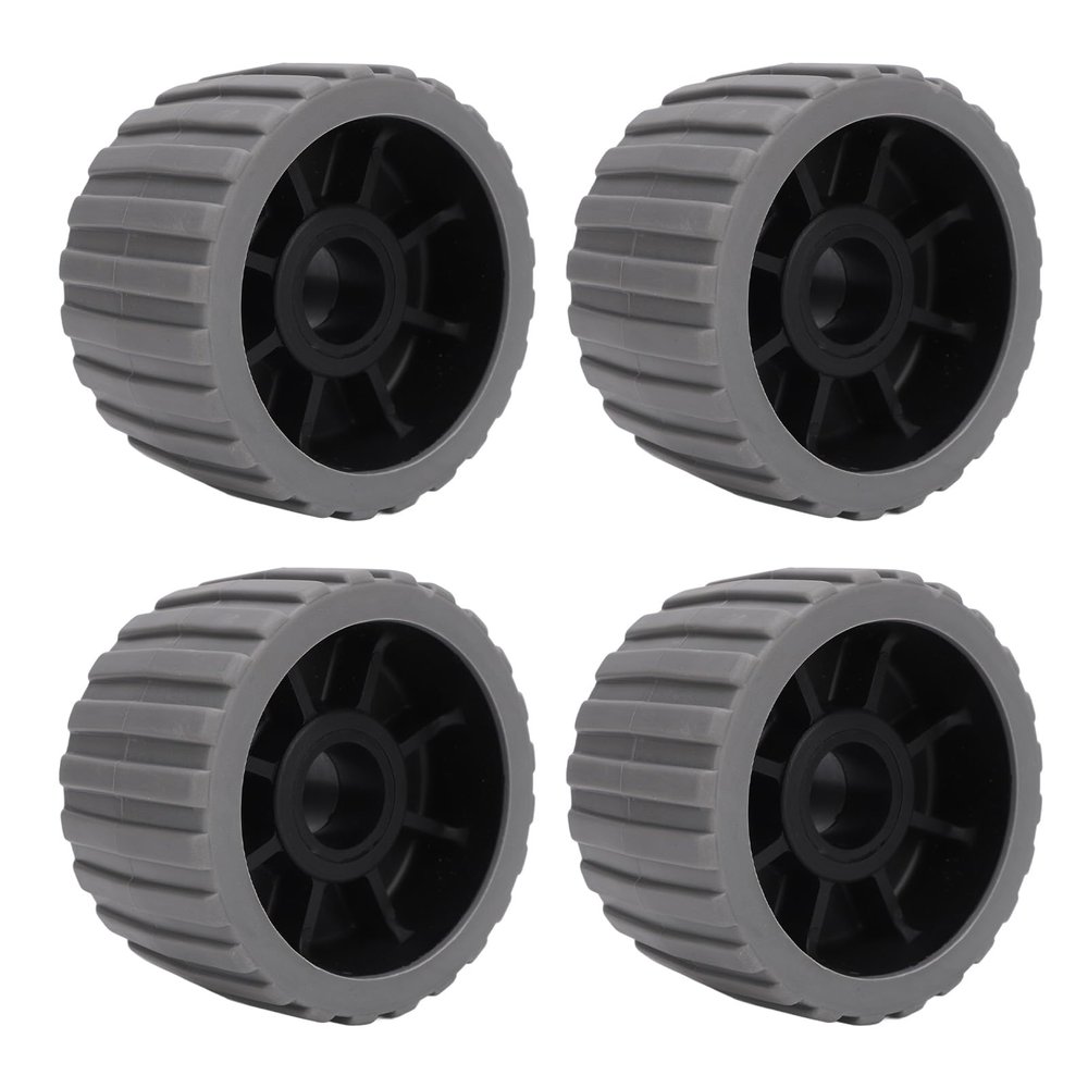 HKINBAS 4PCS Fit for Trailer Wobble Rollers High Temp Resistant Poly Ribbed Wobble Roller for Boats Trailers 125 X 73 X 30mm (Gray)