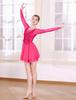 ODASDO Figure Skating Dress for Women Ice Skating Costumes Teenager Girls Mesh Long Sleeve Criss Cross Back Sparkly Sequin Chiffon Skirted Leotard Gymnastics Competition Ballet Dancewear Hot Pink M view 2
