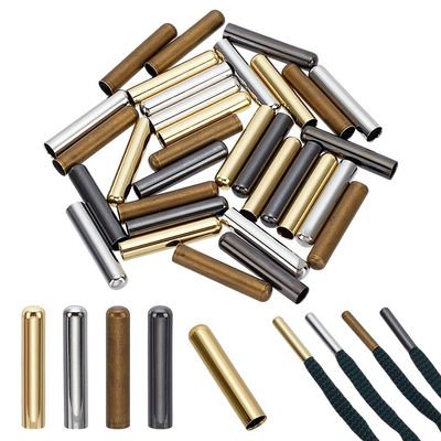 HOBBIESAY 32Pcs 3.5mm Hole Shoe Laces Tips 4 Colors Metal Shoelace Tip Head 20mm Long Shoe Lace Replacement Tip Flat Head Aglets Tips for DIY Clothes Lace Shoes Repairing