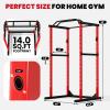 Power Cage 1500 LBS, All-in-One Squat Rack for Home Gym, Thickened Alloy Steel Power Rack with Safety Pull-up Bar, J-Hooks, Dip Bars, Squat Rack with Attachment for Bench Press Squat Pull Up, Red view 4
