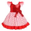 ABEHIK Kid Girls Heart Sequin Dress Valentine's Day Dresses Shiny Tulle Princess Flutter Sleeve Birthday Party Midi Dresses Easter Day Cake Smash Photo Shoot Outfit Red 18-24 Months view 1