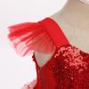 ABEHIK Kid Girls Heart Sequin Dress Valentine's Day Dresses Shiny Tulle Princess Flutter Sleeve Birthday Party Midi Dresses Easter Day Cake Smash Photo Shoot Outfit Red 18-24 Months view 2
