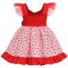 ABEHIK Kid Girls Heart Sequin Dress Valentine's Day Dresses Shiny Tulle Princess Flutter Sleeve Birthday Party Midi Dresses Easter Day Cake Smash Photo Shoot Outfit Red 18-24 Months view 3