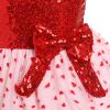 ABEHIK Kid Girls Heart Sequin Dress Valentine's Day Dresses Shiny Tulle Princess Flutter Sleeve Birthday Party Midi Dresses Easter Day Cake Smash Photo Shoot Outfit Red 18-24 Months view 4