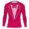 DEHAHA Men's Tuxedo Compression Sports Shirt Long Sleeve Skin Base Layers for Cycling Biking Activewear, XXX-Large Rose Red view 1