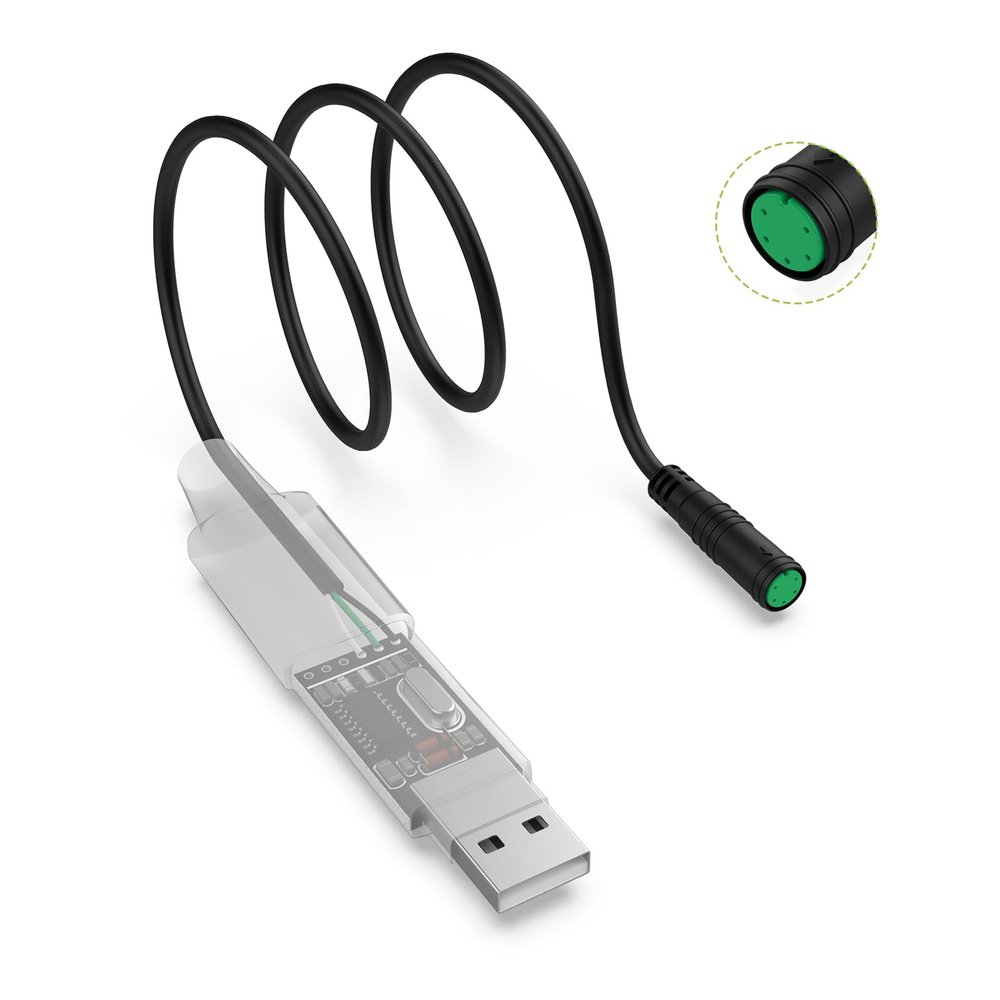 Varstrom Ebike USB Programming Cable for Bafang Mid Drive Kit: HD BBS01 BBS02 Mid Drive Motor, 39.4" (100CM) - Compatible with PC & Smartphone