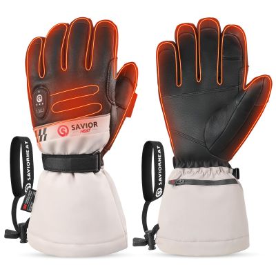 SAVIOR HEAT Heated Gloves for Men Women 2.0, App Electric Rechargeable Ski Gloves with 3M Thinsulate, PD 20W Fast Charging & 12H Runtime, Waterproof Goatskin Skiing Motorcycle Hunting Outdoor (L)