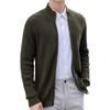 JEShifangjiusu Men's Casual Zip Cardigan Sweaters Unisex Relax Fit Lapel Knitwear Collar Long Sleeve Ribbed Outerwear (Olive Green,Large) view 1