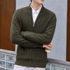 JEShifangjiusu Men's Casual Zip Cardigan Sweaters Unisex Relax Fit Lapel Knitwear Collar Long Sleeve Ribbed Outerwear (Olive Green,Large) view 2