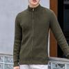 JEShifangjiusu Men's Casual Zip Cardigan Sweaters Unisex Relax Fit Lapel Knitwear Collar Long Sleeve Ribbed Outerwear (Olive Green,Large) view 3