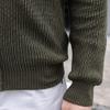 JEShifangjiusu Men's Casual Zip Cardigan Sweaters Unisex Relax Fit Lapel Knitwear Collar Long Sleeve Ribbed Outerwear (Olive Green,Large) view 4
