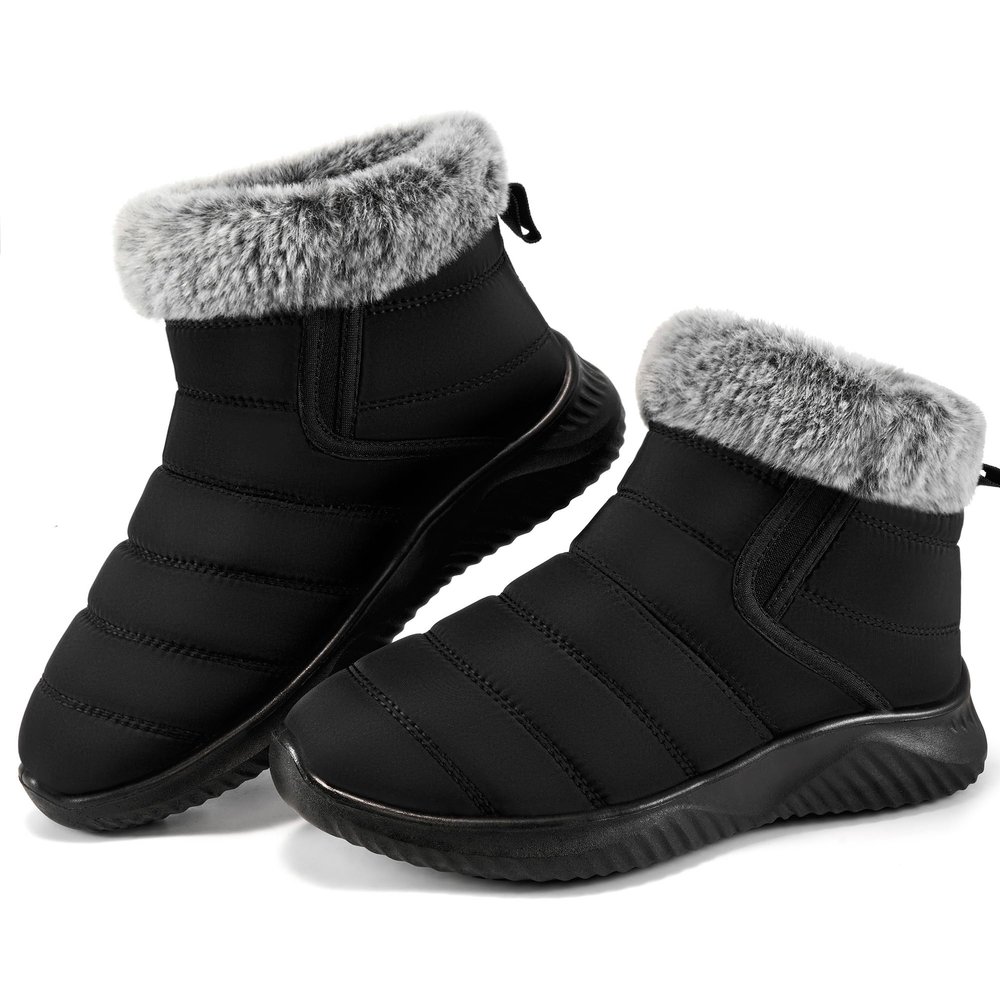 Alicegana Winter Snow Boots for Women: Comfortable Warm Fur Lined Anti Slip Winter Shoes Waterproof Slip On Walking Outdoor Ankle Booties
