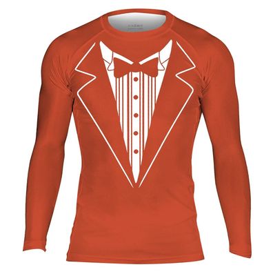 DEHAHA Men's Womens Tuxedo Moisture Wicking Long Sleeve Undershirt Jiu Jitsu No Gi Base Layers, Small Orange