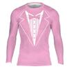 DEHAHA Men's Tuxedo Compression Sports Shirt Long Sleeve Skin Base Layers for Cycling Biking Activewear, XXX-Large Pink view 1