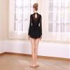 ODASDO Figure Skating Dress for Women Ice Skating Costumes Teenager Girls Mesh Long Sleeve Sparkly Rhinestones Sequin Skirted Leotard Gymnastics Competition Ballet Outfit Dancewear Black S view 4