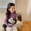 Kids Toddler Solid Color Long Sleeve Turtleneck Tops Girls High Neck Cotton Blouse Fall Little (Purple, 12-18 Months) view 4