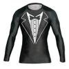 DEHAHA Men Women Funny Tuxedo Fitness Long Sleeve Rash Guard Grappling MMA Fight Wear, X-Large view 1