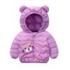 Toddler Boys Girls Puffer Packable Jacket Lightweight Water-Resistant Ears Dinosaur Prints Zip Hooded Kids Parka Coat(b-Purple, 18-24 Months) view 1