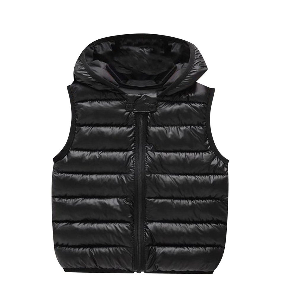 Baby Boys Girls Hooded Puffer Vest Winter Lightweight Sleeveless Bear Ears Zipper Up Jackets(Black-b, 4-5 Years)
