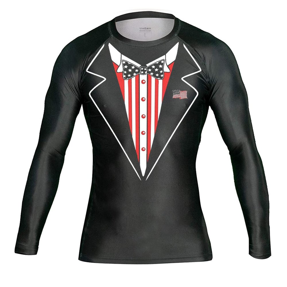 DEHAHA Unisex Tuxedo Athletic Running Long Sleeve Tee Lightweight Comfort Compression Tops, Medium