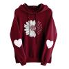 Chrysanthemum Printed Hoodies for Women Loose Comfy Casual Sweatshirt Fall Outdoor Pullovers Fashion Tops with Pocket A-red view 1