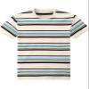 Funny World Striped Shirt Men Cotton Short Sleeve Beige Striped T Shirts Casual Basic Tee, 301 Beige, Large view 1