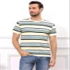 Funny World Striped Shirt Men Cotton Short Sleeve Beige Striped T Shirts Casual Basic Tee, 301 Beige, Large view 2