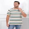 Funny World Striped Shirt Men Cotton Short Sleeve Beige Striped T Shirts Casual Basic Tee, 301 Beige, Large view 4