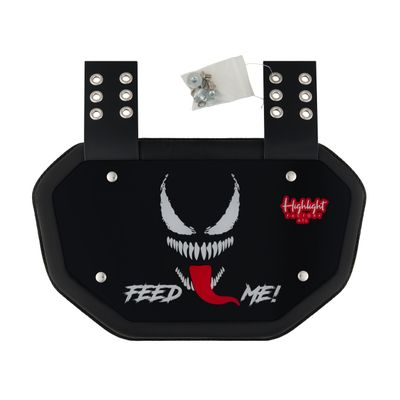 Feed Me Chrome Football Back Plate - Lower Back Protection for Shoulder Pads - Back Bone Protector Shield Backplate for Youth & Adult (Youth)