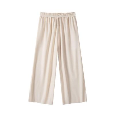 Girls Wide Leg Pants with Pockets, Elastic High Waist Straight Leg Loose Solid Pants for Kids Outdoor(White, 3-4 Years)
