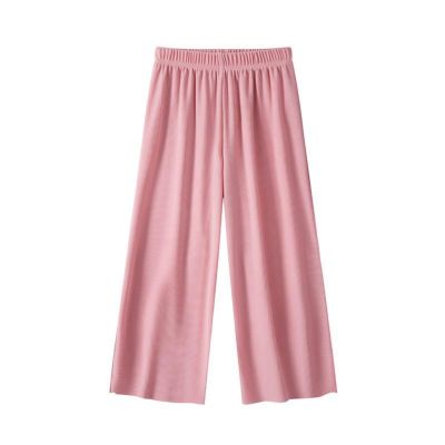 Girls Wide Leg Pants with Pockets, Elastic High Waist Straight Leg Loose Solid Pants for Kids Outdoor(Pink, 12-13 Years)