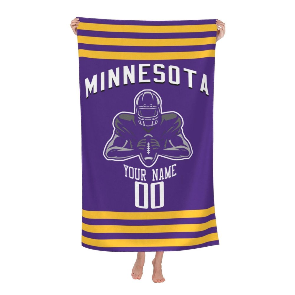 Jykuvtf Personalized Beach Towel Custom Beach Towels with Name and Number for Men Women Fans 32 X 52 Inch