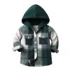 Toddler Kids Plaid Shacket Jacket Boys Girls Flannel Shirts Long Sleeve Button Down Hooded Jackets Warm Coat(B, 3-6 Months) view 3