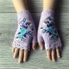 2024 Hand Crochet Gloves for Women Ethnic Embroidery Knitted Fingerless Mittens Winter Cold Weather Arm Warmer (A, One Size) view 2