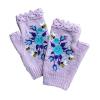2024 Hand Crochet Gloves for Women Ethnic Embroidery Knitted Fingerless Mittens Winter Cold Weather Arm Warmer (A, One Size) view 3