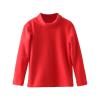 Boys Girls Turtleneck Fleece Tops Long Sleeve Kids Solid Thermal T Shirts(Red, 6-7 Years)