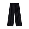 Girls Wide Leg Pants with Pockets, Elastic High Waist Straight Leg Loose Solid Pants for Kids Outdoor(Black, 4-5 Years) view 1