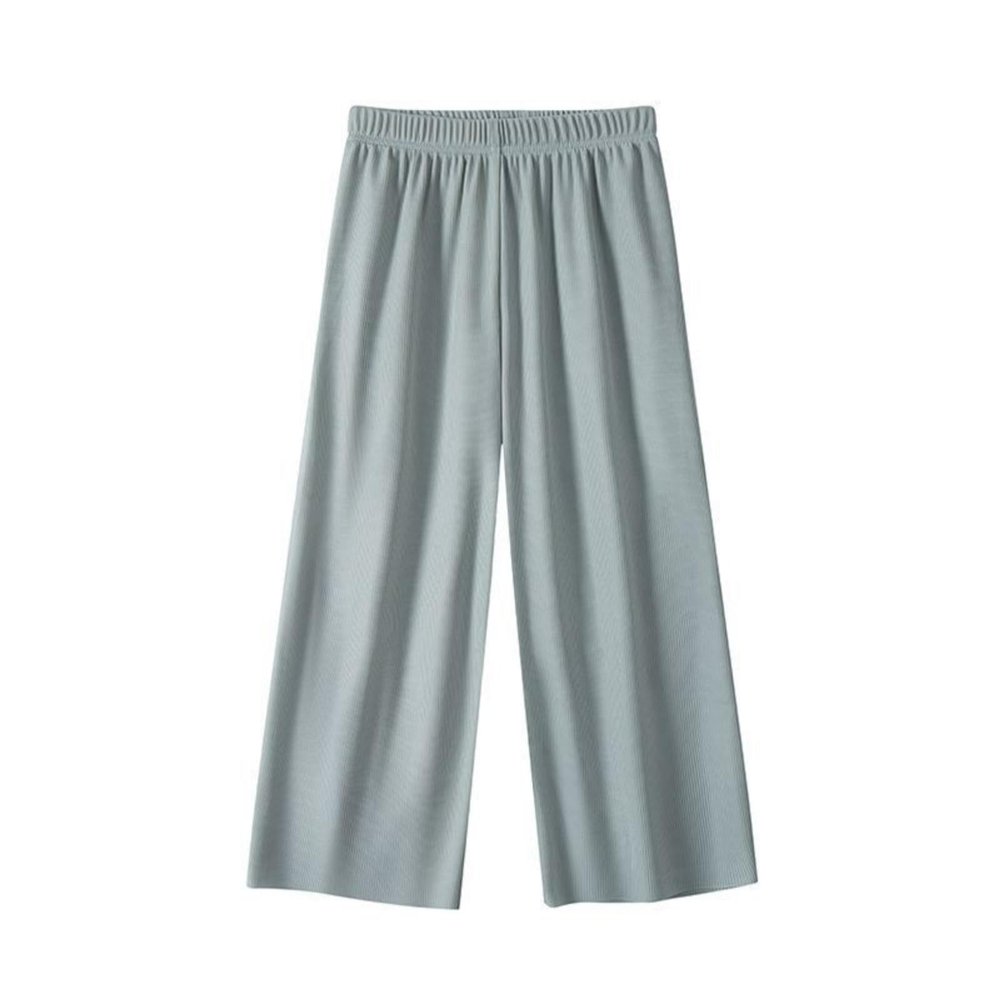 Girls Wide Leg Pants with Pockets, Elastic High Waist Straight Leg Loose Solid Pants for Kids Outdoor(Mint Green, 8-9 Years)